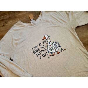 Christmas festive shiot top plus size xxlg 18/20 cream